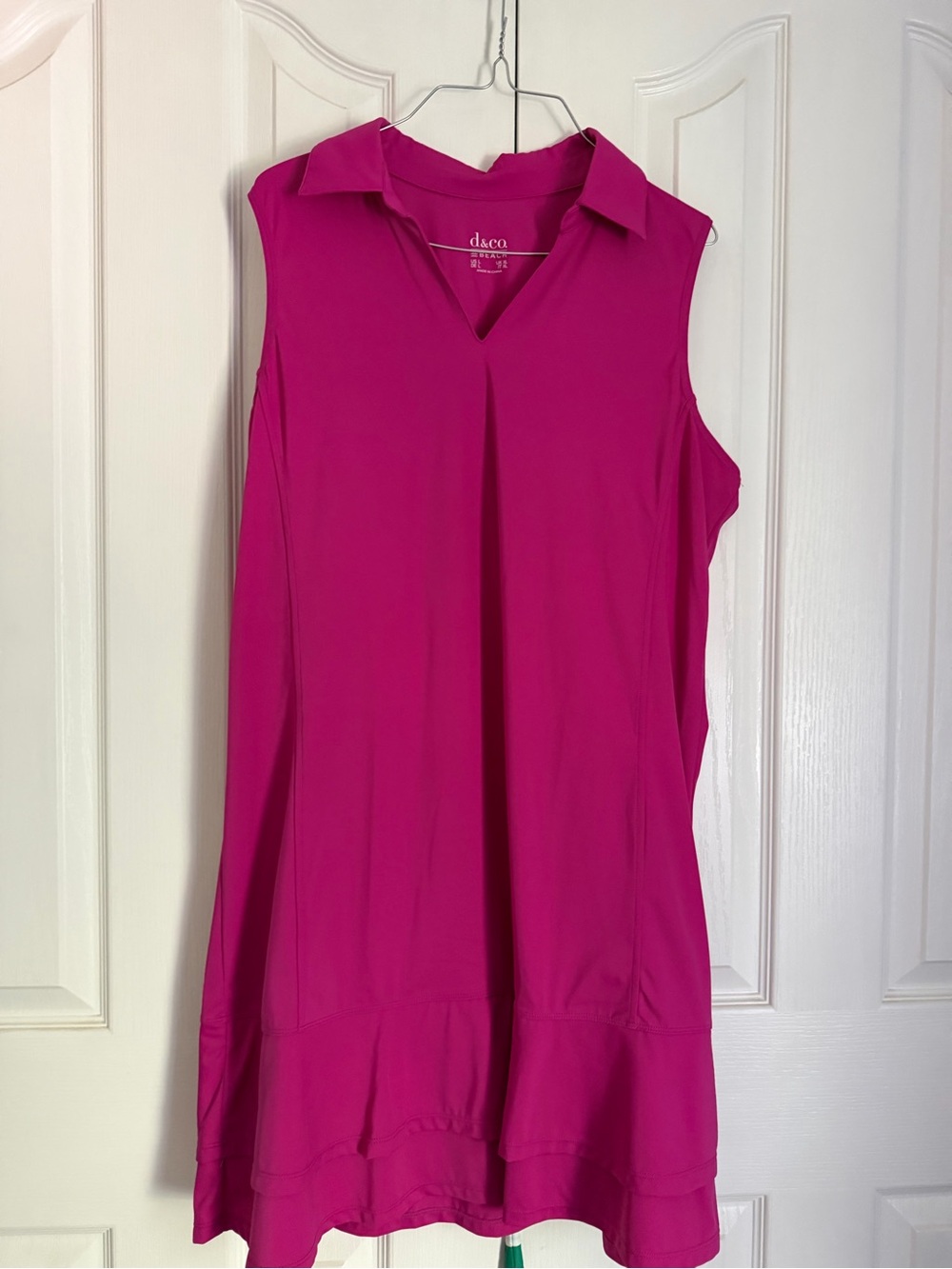 Denim&Co Fuchsia Collared Sleeveless Swim Coverup